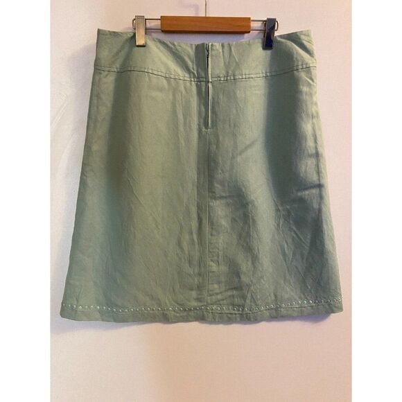 Reitmans Women's Green Teal Linen Blend Skirt Beaded Hem Size 15 - Picture 6 of 9